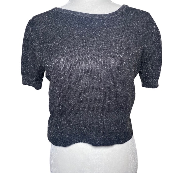 Stefano Basics Crop Top Short Sleeve Sweater Heather Grey sz Medium - Picture 1 of 4